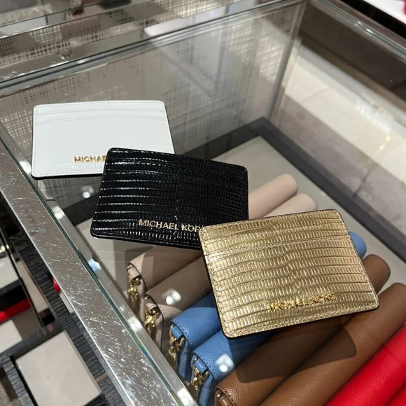 32R4GJ6D1E & 32R4GJ6D1M MICHAEL KORS Jet Set Lizard Embossed Leather Card Case - Picture 1 of 16